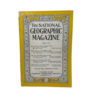 Vintage National Geographic Magazine April 1952 #4 New Zealand Kansas Portsmouth